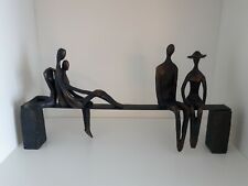 Skulptur Leisure Poly Metall Bank mit Figuren, bronzefarben, Freundschaft ist...