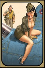 Blechschild 20x30 Pin up Girl Militär Flugzeug Uniform Wand Deko Bar Kneipe Cafe