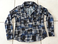 Bluse Damen, schwarz/blau/weiß gemustert, Flame, Gr. M
