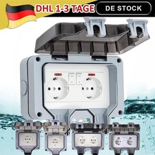 IP66 Wandsteckdose Outdoor Steckdose Gartensteckdose Außensteckdose Aufputz DE