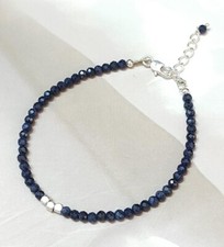 2-3 mm Blauer Saphir Facettiert Rund Edelstein Perlen Handgefertigte Unisex A...