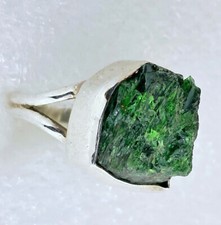 echter Natur Chromdiopsid Rohstein Ring Gr 17 925 Sterling Silber