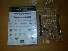 Stampin up Pick a Pennant 76 Stempel Zahlen 1- 9; Alphabet Herz Schleife Blume