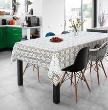 Weiße Tischdecke mit Spitze Mitteldecke Weiß Häkelspitze 