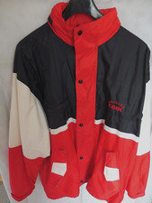 Herren Regenjacke Windjacke Gr. L Outdoorjacke Kapuze rot weiß schwarz