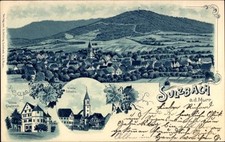 Litho Sulzbach an der Murr, Schloss Lautereck, Kirche, Gesamtansicht - 10870346