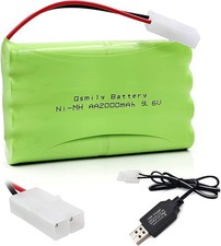 NiMH Akku 9,6V 2400mAh Batterie KET-2P Stecker mit USB Ladekabel für RC Car