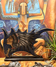 Indianer Holz Gesichter aus Albesia holz Dekoration Little Big Horn Indian Deco