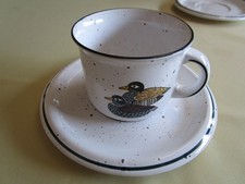 3 Kaffeetassen mit Unterteller Winterling, spülmaschinenfest, handdekoriert