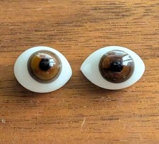 alte braune Puppenaugen Glasaugen oval ca. 18mm