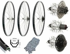 26 Zoll 28 Zoll Hinterrad Kassette Kette Shimano 7/8Fach Hohlkammer geößt silber