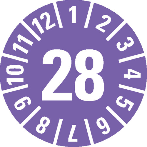 Prüfplakette violett - 28,,