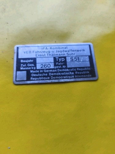 Simson ddr typenschild - 51/1,