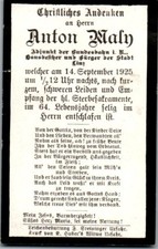 Sterbebild Anton Maly 1925