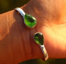 Peridote Topas Edelstein 925 Sterlingsilber Handgefertigt Armband Manschette