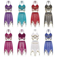 Dance Set Hem Kleid Pailletten Outfits Clubwear Tanzkleidung Kostüm Tanzen Volk