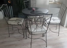 Tisch / Esstisch mit 4 Stühlen – massiv & hochwertig – Anthrazit