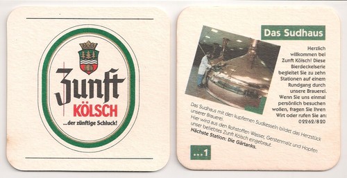 Zunft kölsch bierdeckel - -,
