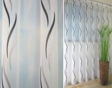 Gardine Store Voile Qualität attraktives Design schwarz-weiß-silber NACH MAß
