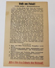 1945 Wehrmacht Flugblatt Volk am Feind WW2 Leaflet Heimat Schutz 407