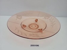 Große Obstschale Teller Rosalinglas Pressglas handgeschliffen Art Deco #255196