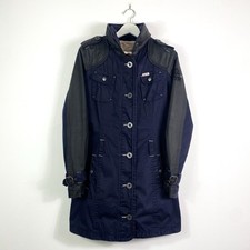 Khujo Damen Matel Gr.L Blau Schwarz Kurzmantel Boston Kapuze Damenmantel