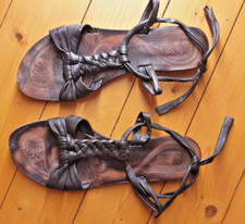 "Jesuslatschen", braune Sommer Ledersandalen, Gr. 41/42.
