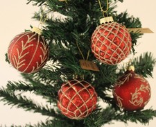 12 x Christbaumkugeln rot mit gold Glitzer 6 cm Weihnachtskugeln Glas (25243)