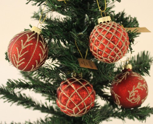 Christbaumkugeln rot mit - 12, x