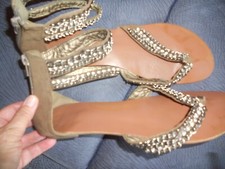 Zehentreter Sandalen Damen Gr.40 Strass braun Sammler Liebhaber