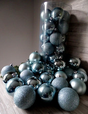 24 Weihnachtskugeln--blau Perl