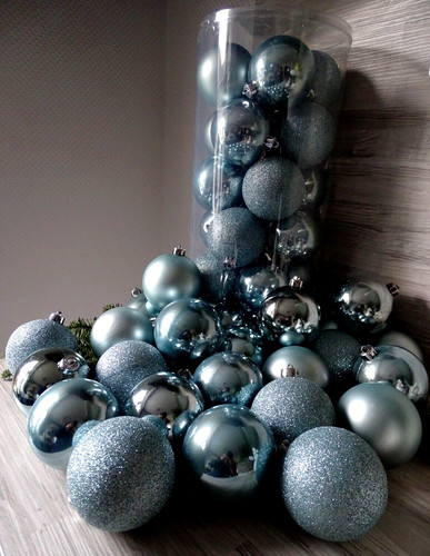 Weihnachtskugeln blau perl - 24,