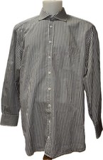 Van Laack Hemd Gr. 45 Herren Grau Männer Gestreift Freizeithemd Businesshemd