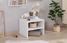 TiCAA Nachttisch Harry Kiefer mit offenen Fach Weiß NEU