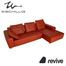Willi Schillig Leder Ecksofa Orange Recamiere rechts Sofa Couch