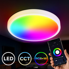 Smart Home LED Decken-Leuchte Lampe dimmbar rund 27cm RGB 20W Fernbedienung weiß