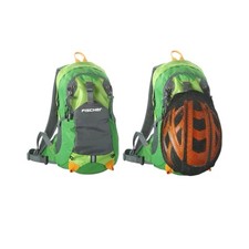 FISCHER Fahrrad Rucksack grün 15 l Helmnetz Regencover Trinksystemhalterung