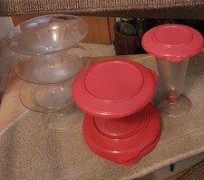 TUPPERWARE ♥ Eis-/Dessertschalen Sonderserie (4 + 1)  unbenutzt roter Deckel