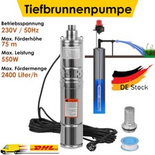 4 Zoll 100mm 550W Tiefbrunnenpumpe 2400L/h sandresistent Brunnenpumpe Rohtenbach