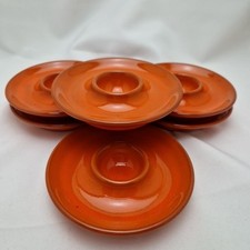 Eierbecher Keramik 6x retro Mid Century 70er Orange Vintage Set rund