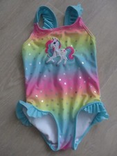 Badeanzug Kinder bunt Glitzer,Rüschen Einhorn 2-3 Jahre
