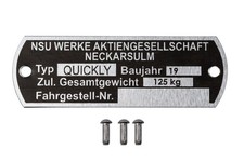 Typenschild für NSU Quickly
