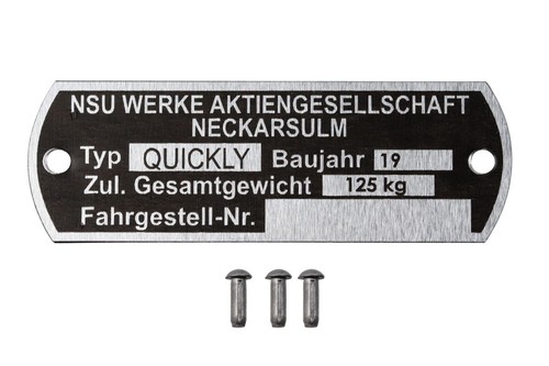 Typenschild für nsu - für,