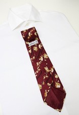 Paolo Negrato Krawatte Herren One Größe Weinrot Spitz Blumenmuster Reine Seide