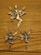 Schmuckset grosse Elfen / Feen 925er Silber Ohrringe Ohrhänger und Anhänger 