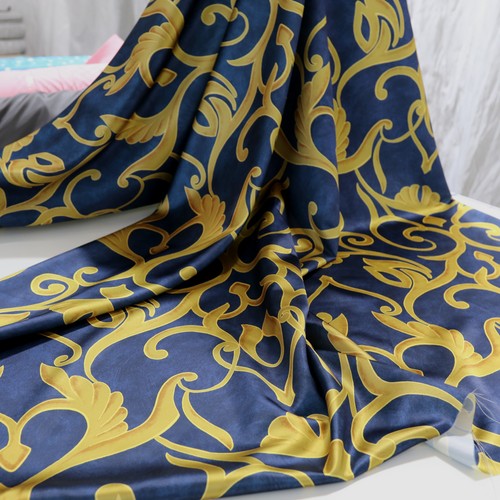 Blau gold satin stoff - blau-gold, matt
