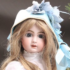 Antiker Puppenhut 1920er aus Seide und Taft & Decor Umfang ca 40-45cm Jumeau Bru