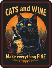 Sprüche-Schild Cats and Wine