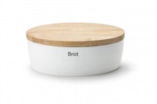 Continenta Brotdose Oval Keramik weiß modern Beschriftung 36 x 23 cm