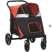 Hundebuggy- Hunde Trolley, klappbar- 2 Sicherheitsleinen, Oxford-Gewebe, Rot